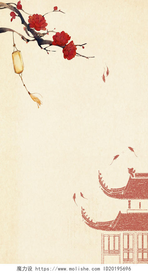 中国风古典古风水墨白鹤燕子背景素材